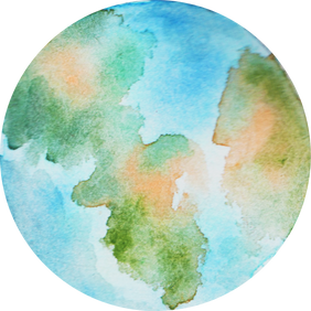 Hand-Painted Watercolor Space Galaxy Earth Blue and Green Planet